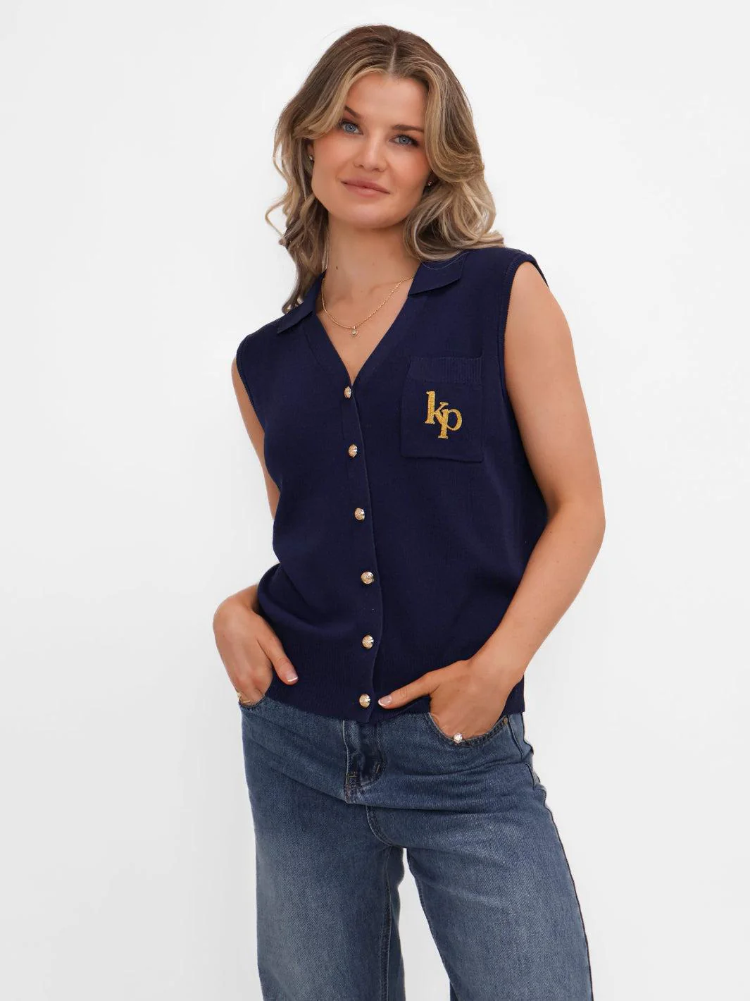 Kate & Pippa Scarlett Waistcoat In Navy