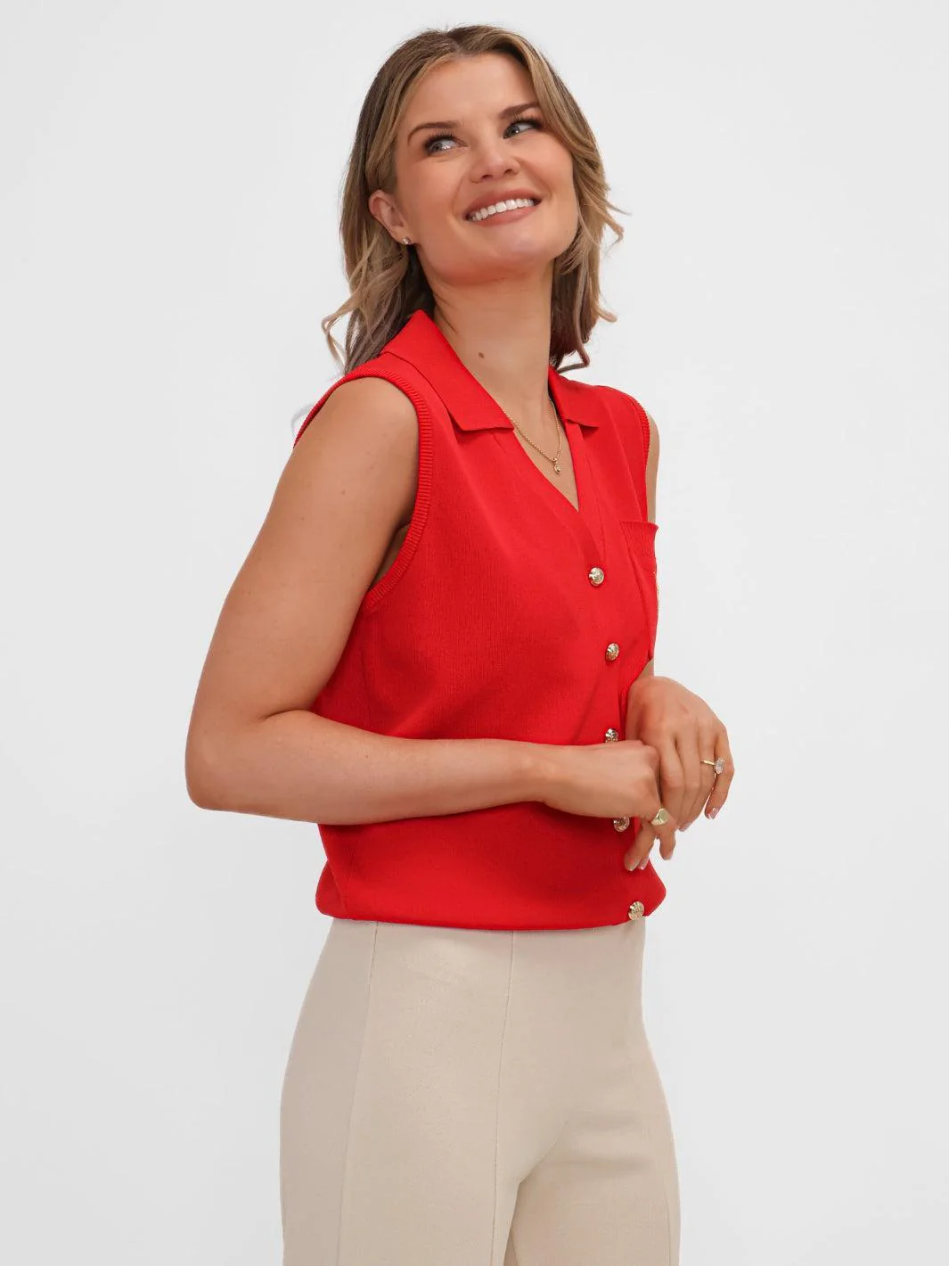 Kate & Pippa Scarlett Waistcoat In Red - Image 2