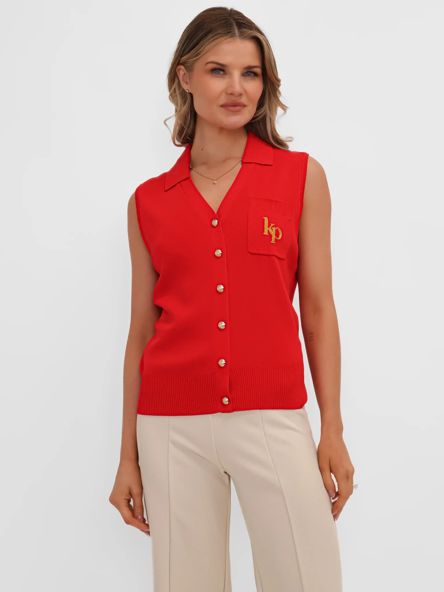 Kate & Pippa Scarlett Waistcoat In Red - Image 4