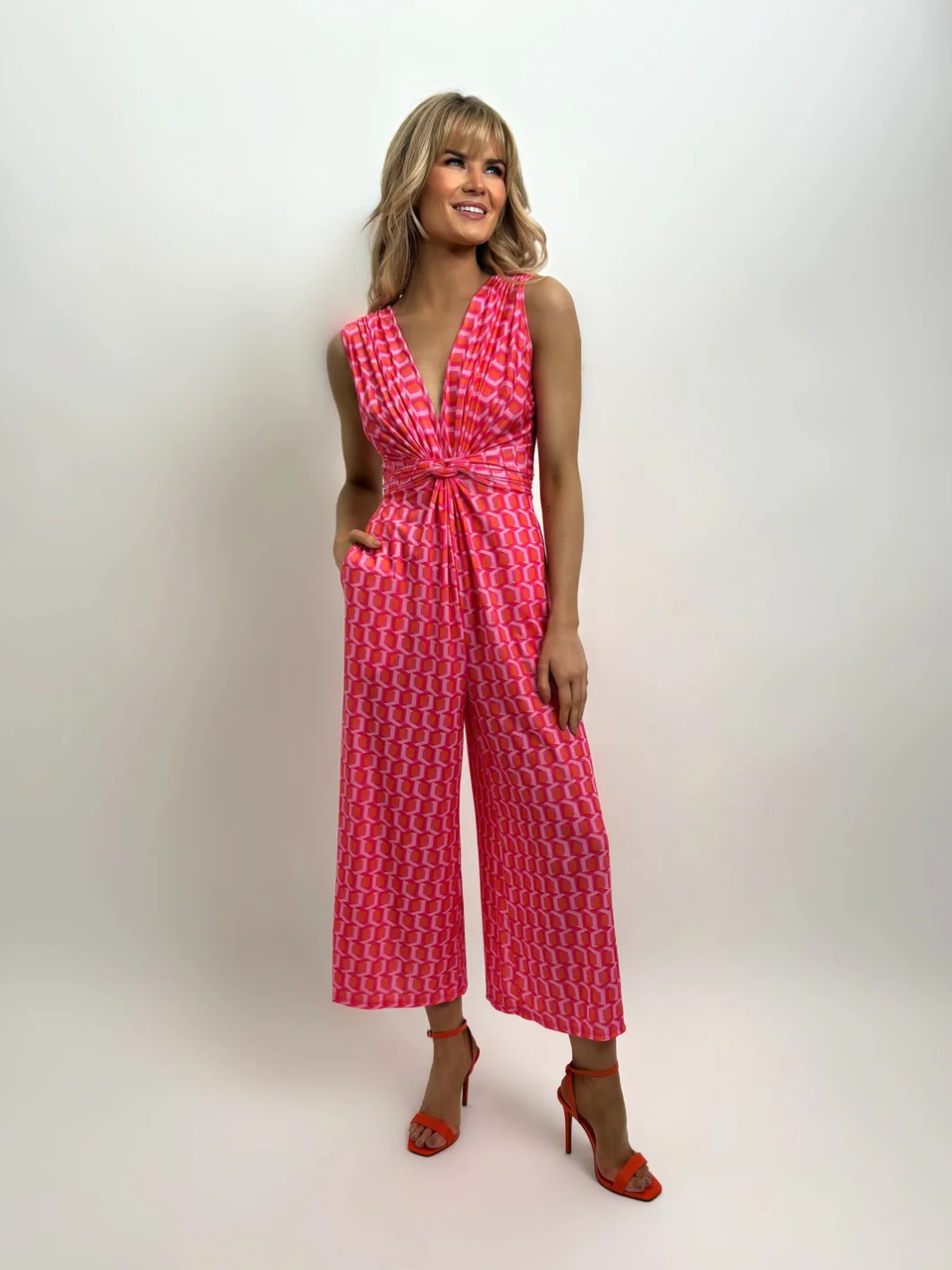 Kate & Pippa Servino Culotte Jumpsuit In Pink Print - Image 2