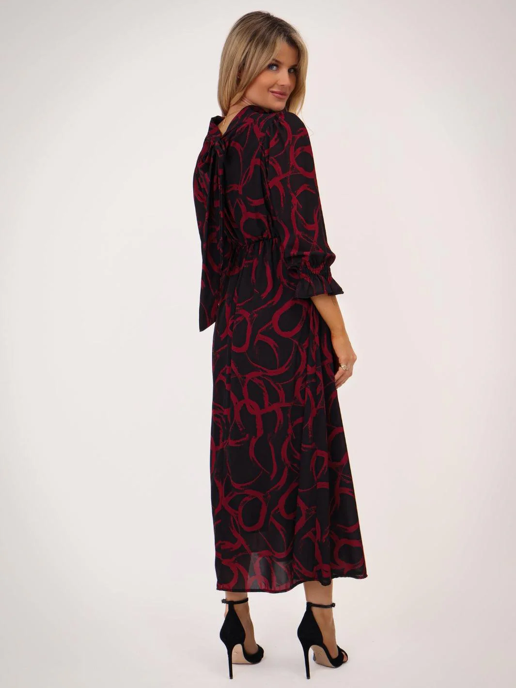 Kate & Pippa Simona Midi Dress In Black / Red - Image 10
