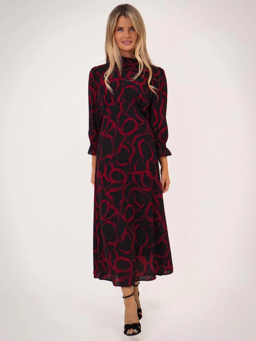 Kate & Pippa Simona Midi Dress In Black / Red - Image 7