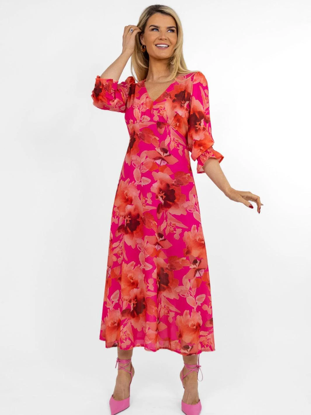 Kate & Pippa Streasa Dress In Pink Floral Print