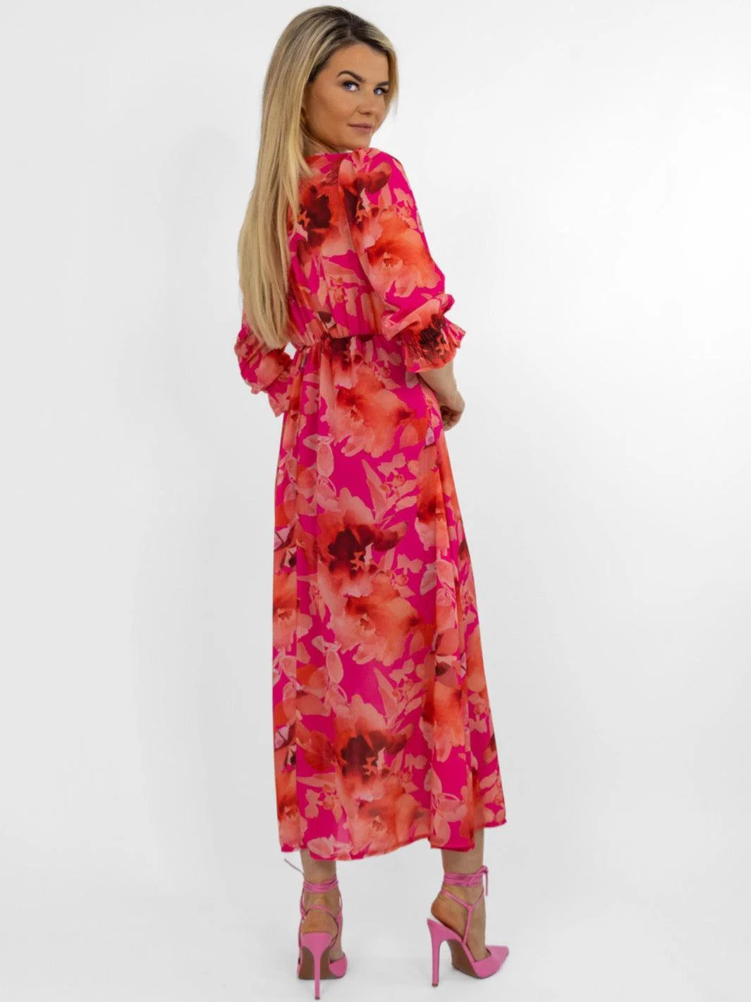 Kate & Pippa Streasa Dress In Pink Floral Print - Image 4