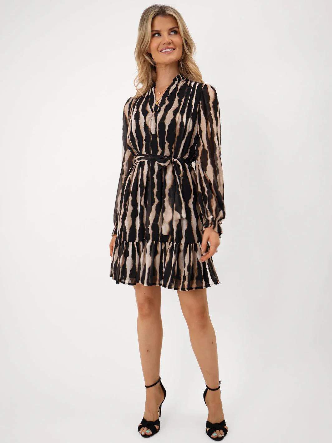 Kate & Pippa Venus Mini Dress In Beige Print - Image 7