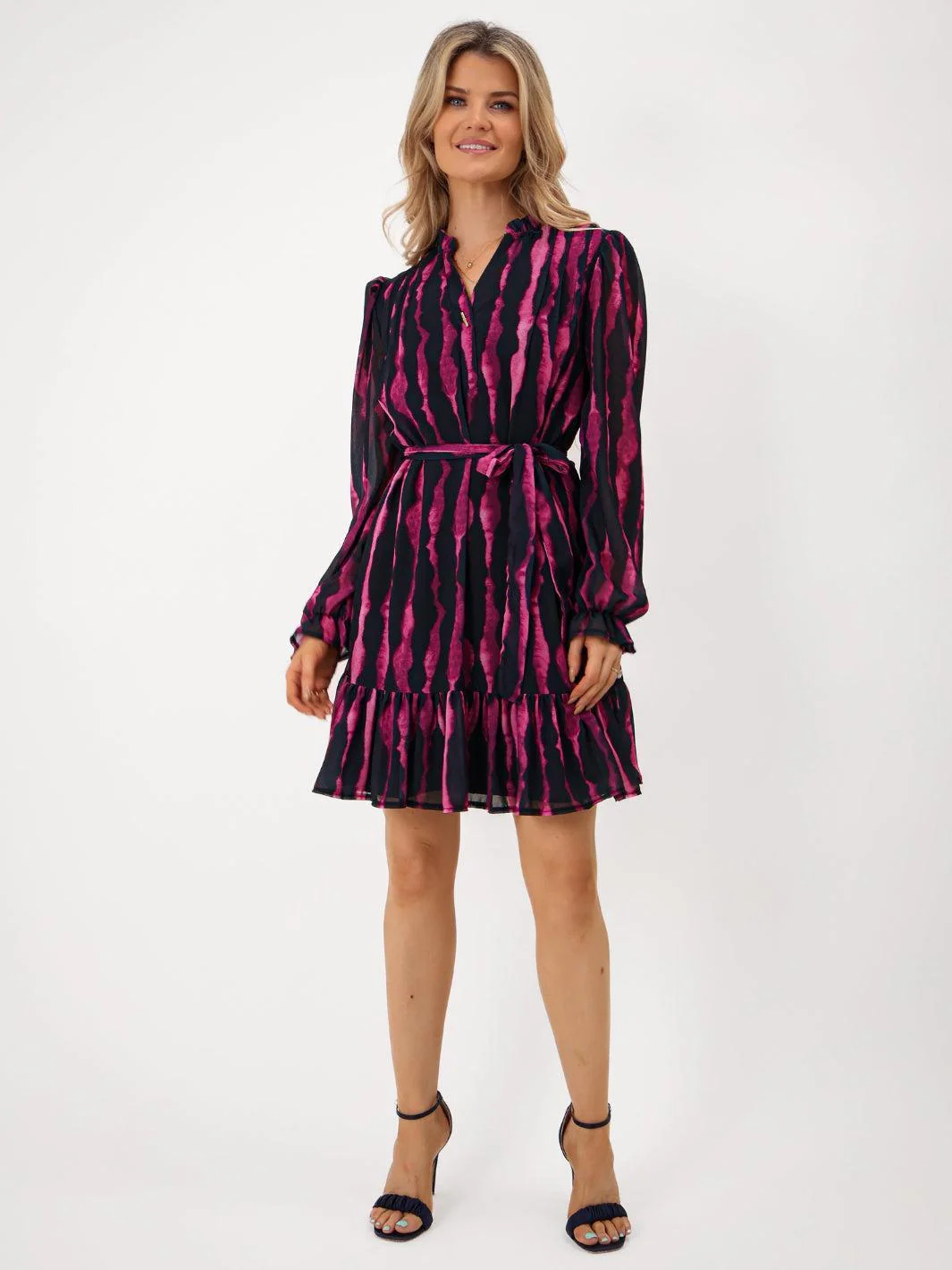Kate & Pippa Venus Mini Dress In Magenta Print - Image 2