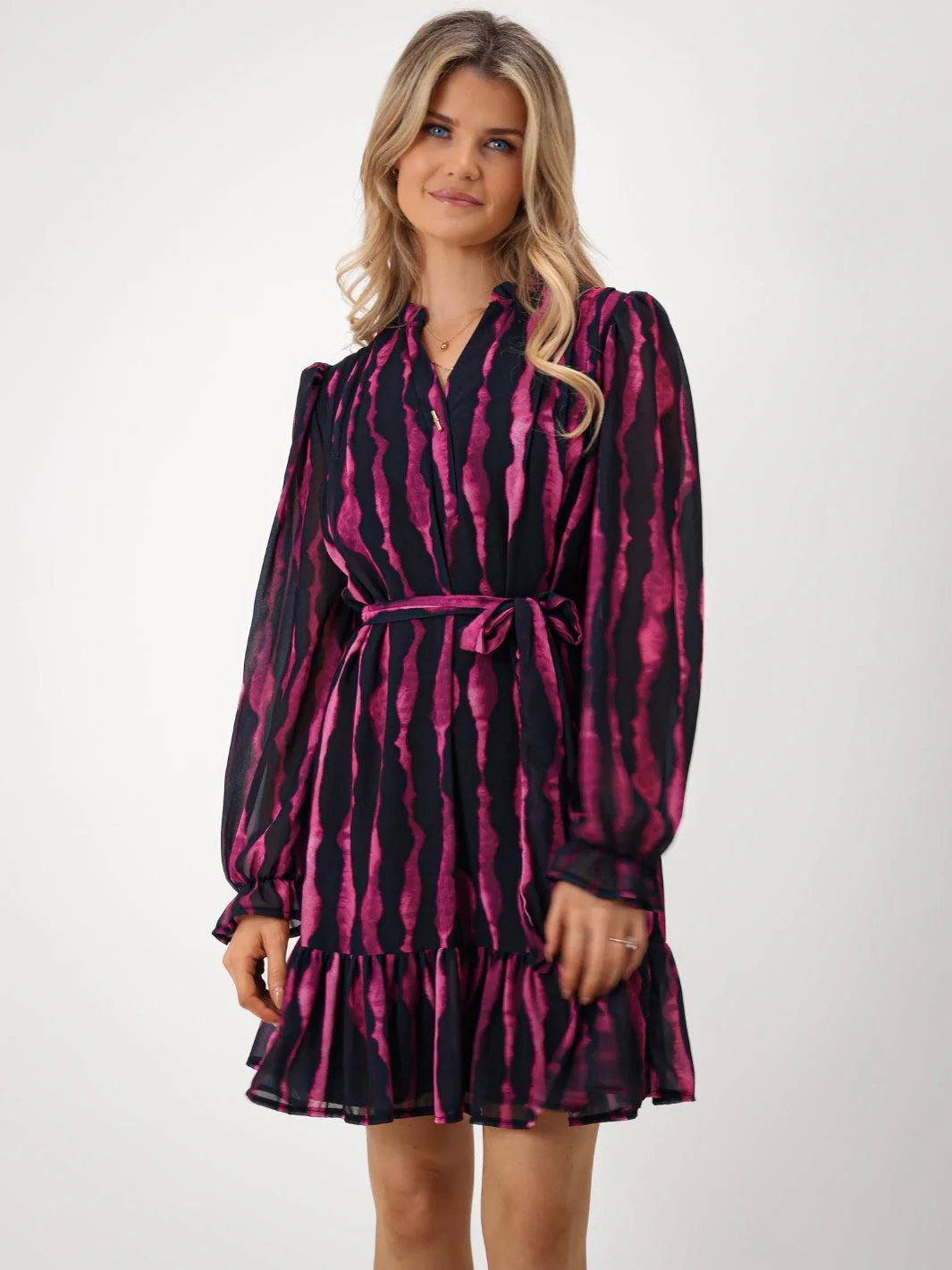 Kate & Pippa Venus Mini Dress In Magenta Print - Image 3