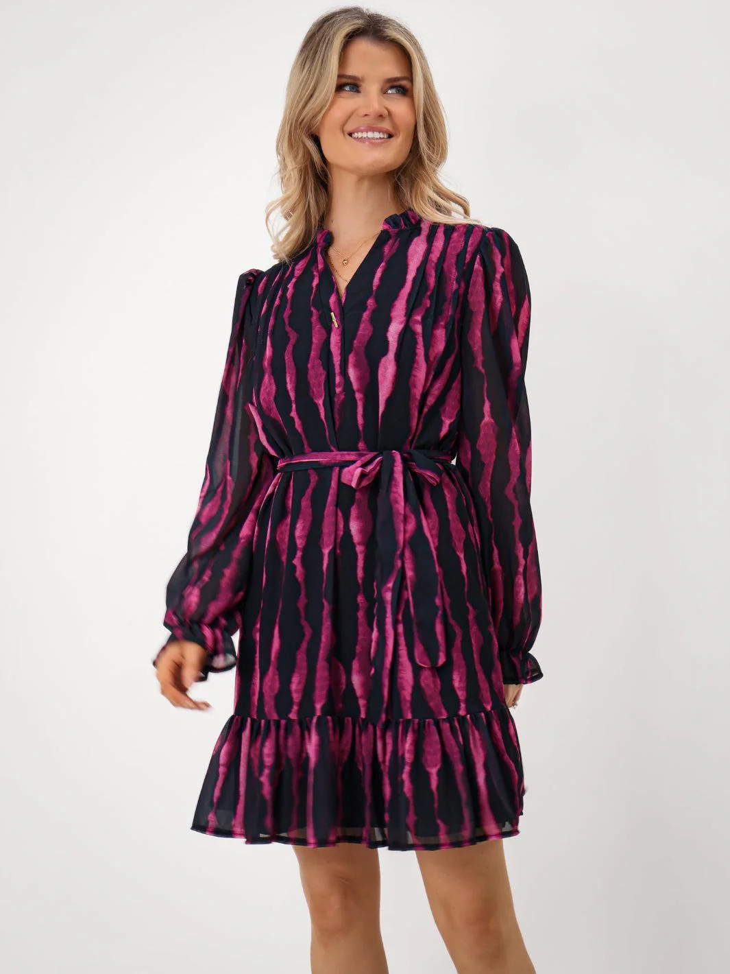 Kate & Pippa Venus Mini Dress In Magenta Print - Image 5