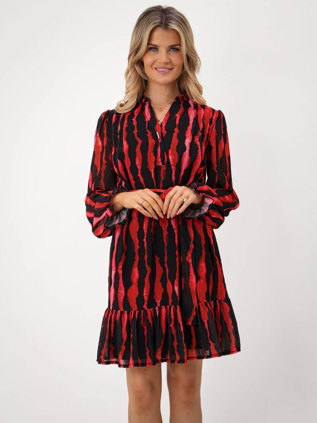 Kate & Pippa Venus Mini Dress In Red Print - Image 3
