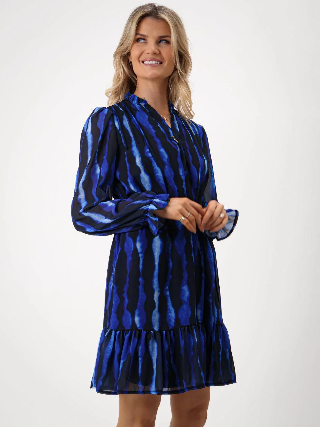 Kate & Pippa Venus Mini Dress In Royal Blue Print - Image 3