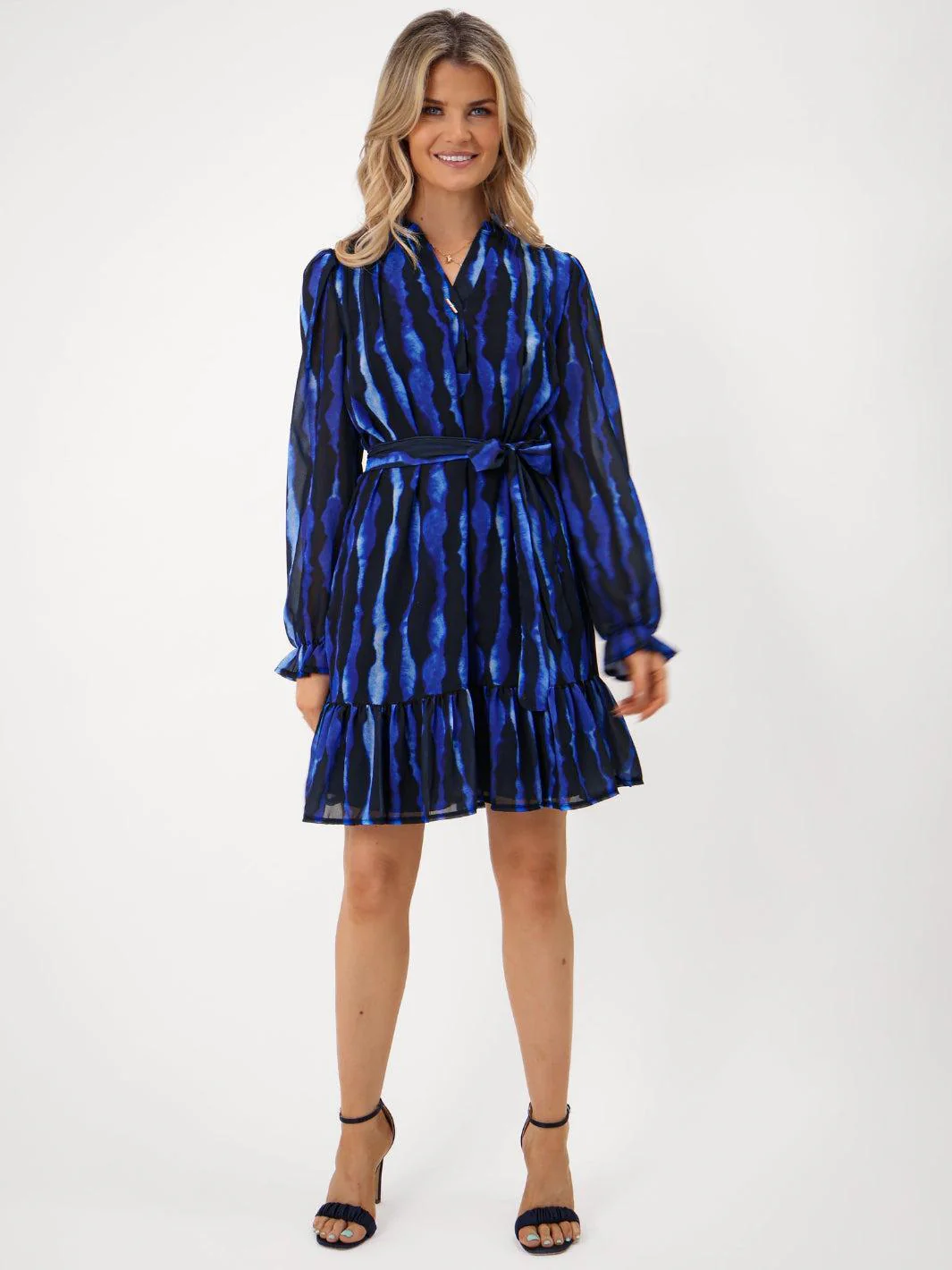 Kate & Pippa Venus Mini Dress In Royal Blue Print - Image 4