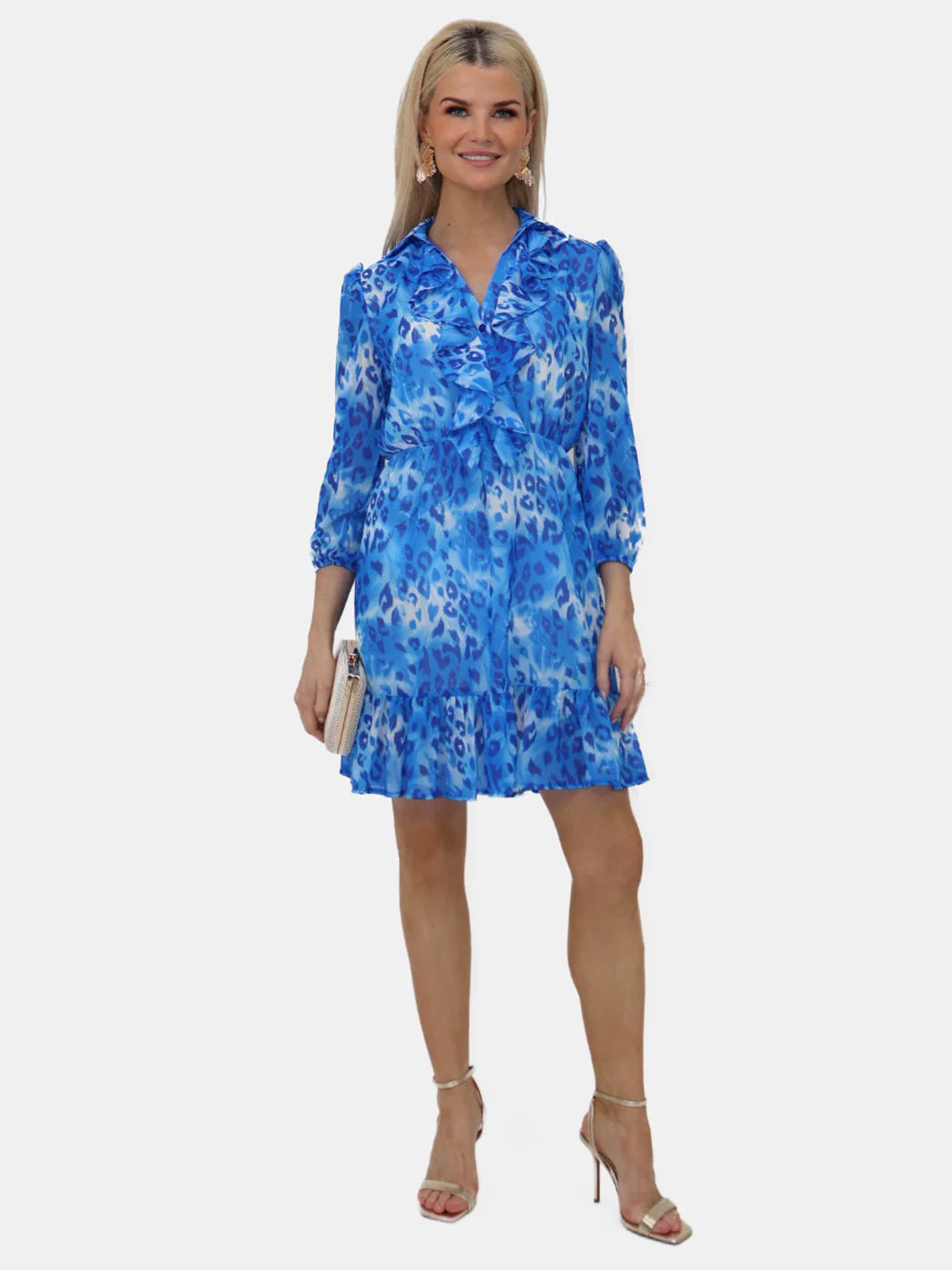 Kate & Pippa Vicky Mini Dress In Blue Print - Image 3