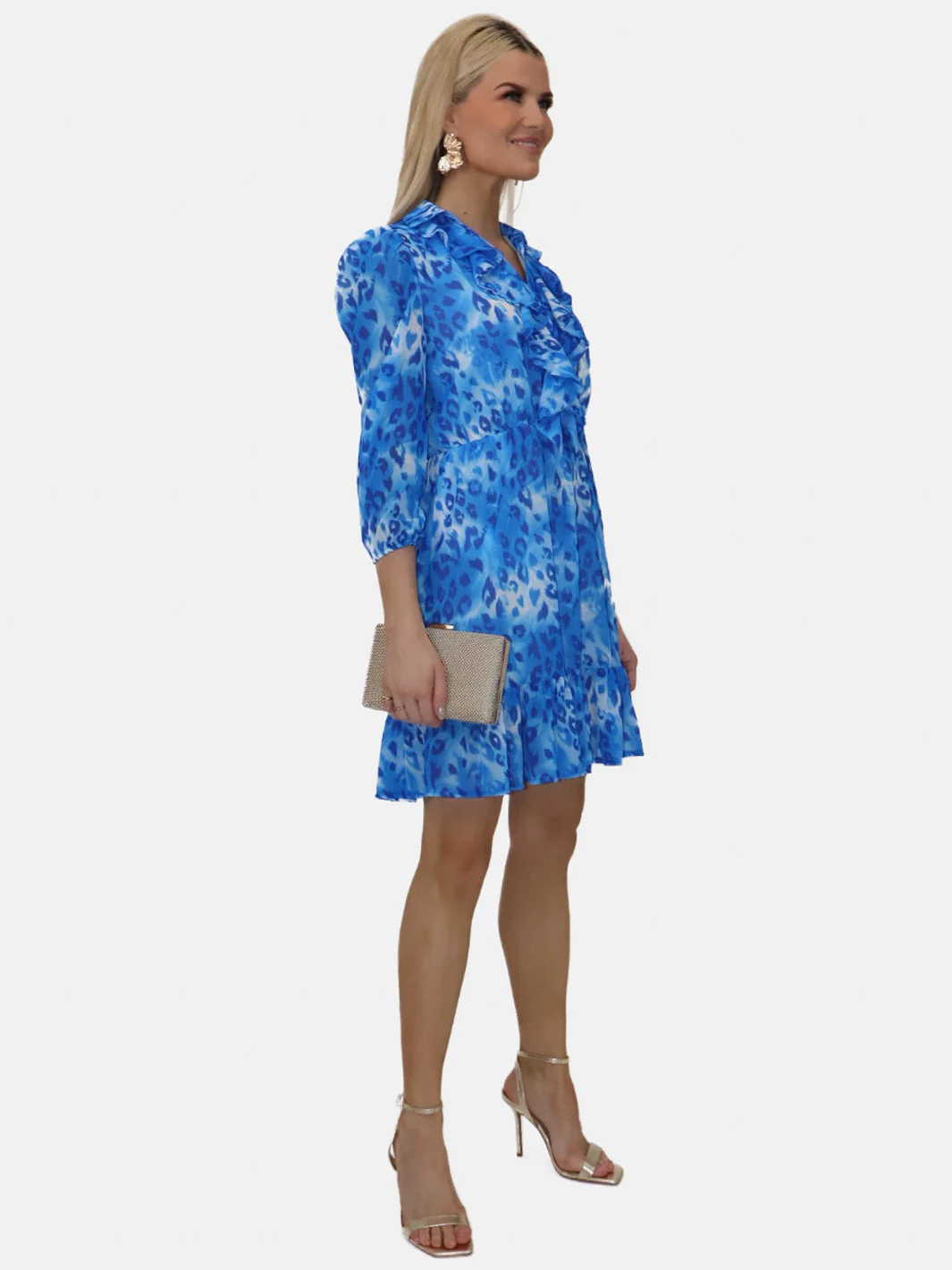 Kate & Pippa Vicky Mini Dress In Blue Print - Image 4