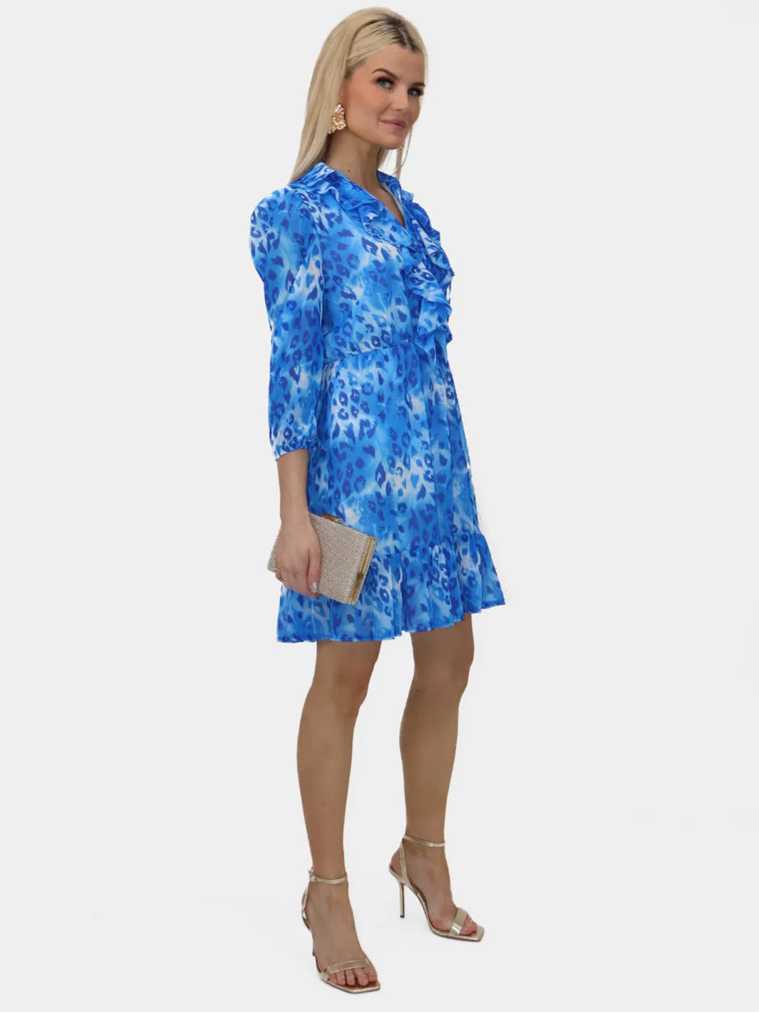 Kate & Pippa Vicky Mini Dress In Blue Print - Image 5