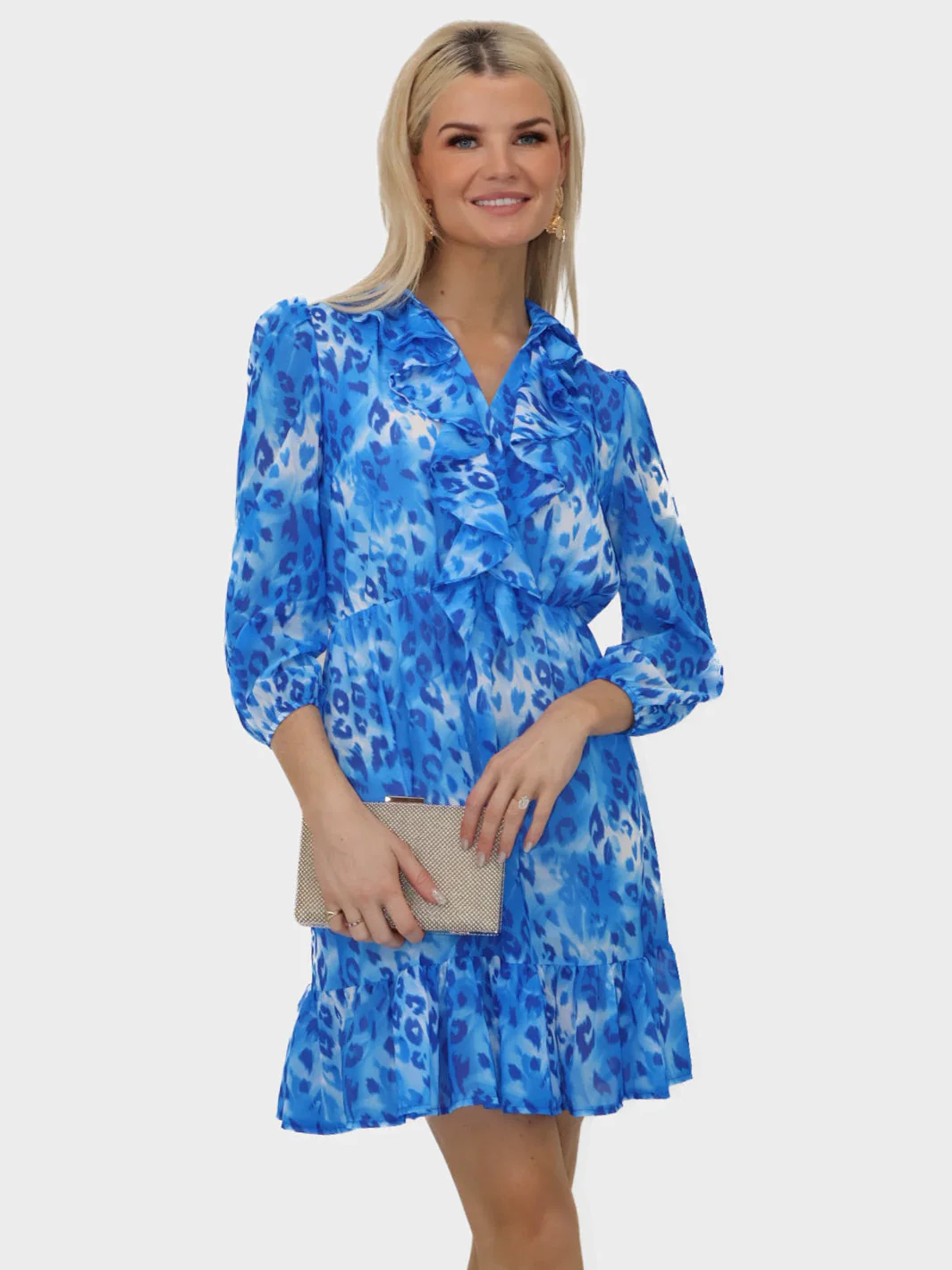 Kate & Pippa Vicky Mini Dress In Blue Print - Image 6