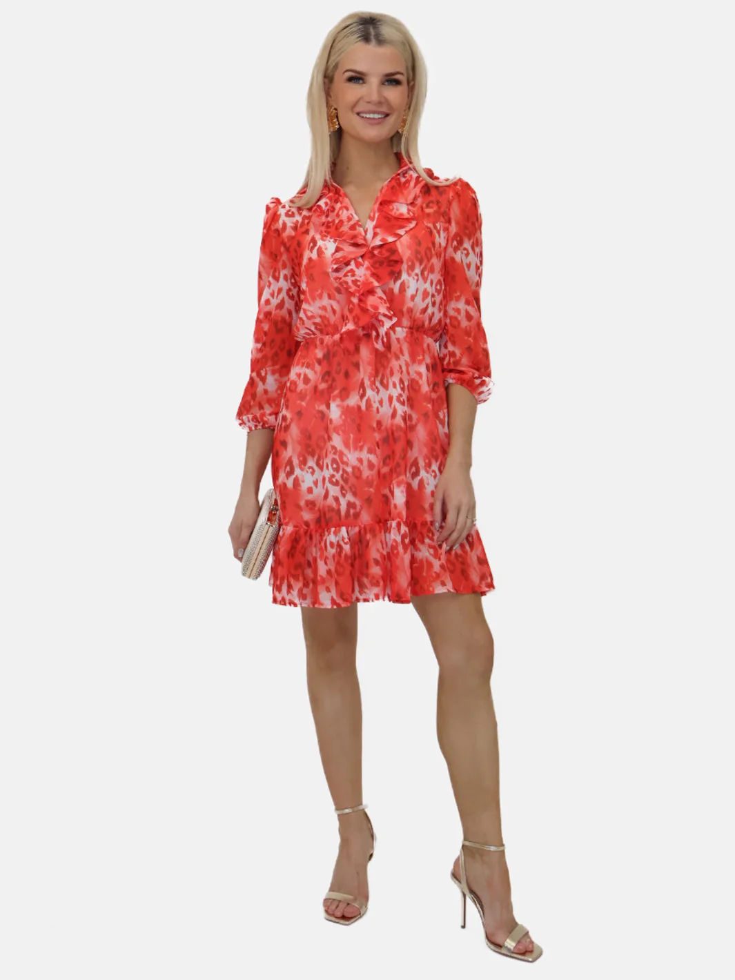 Kate & Pippa Vicky Mini Dress In Orange Print - Image 4