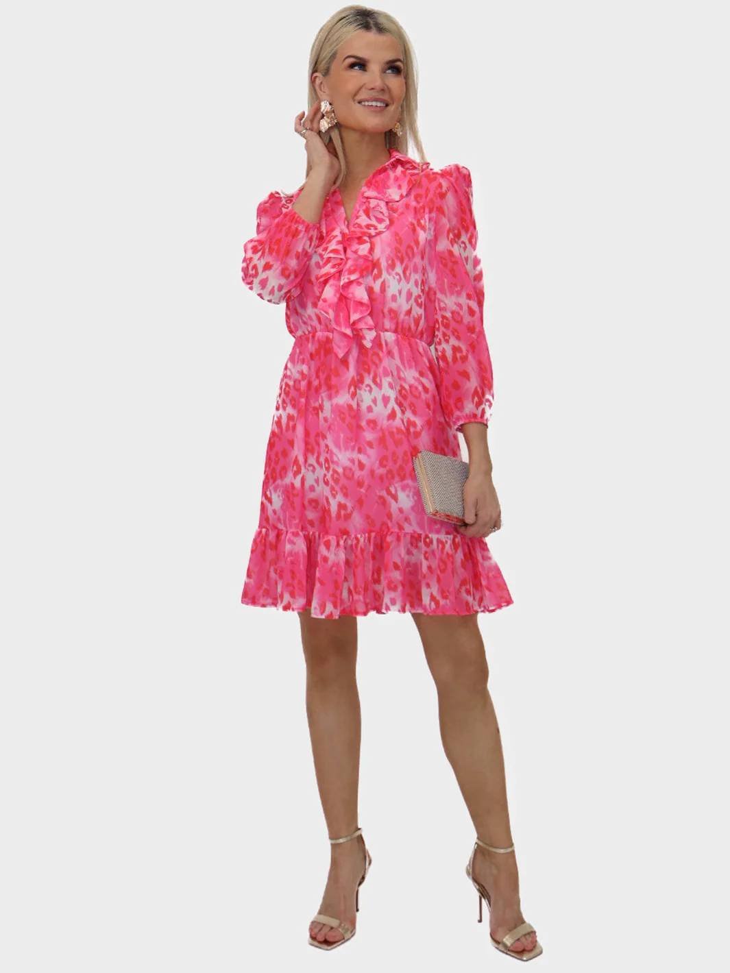 Kate & Pippa Vicky Mini Dress In Pink Print - Image 3