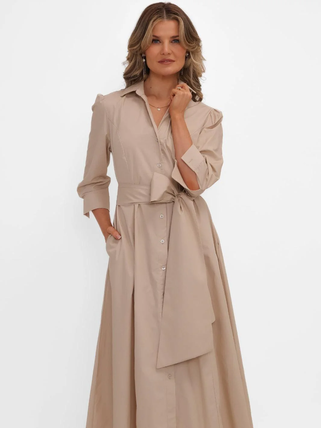 Kate & Pippa Victoria Midi Dress In Beige - Image 5