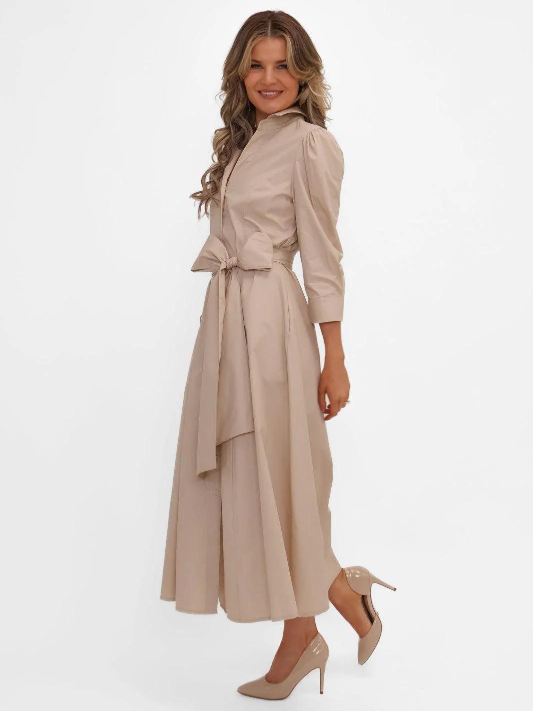Kate & Pippa Victoria Midi Dress In Beige - Image 6