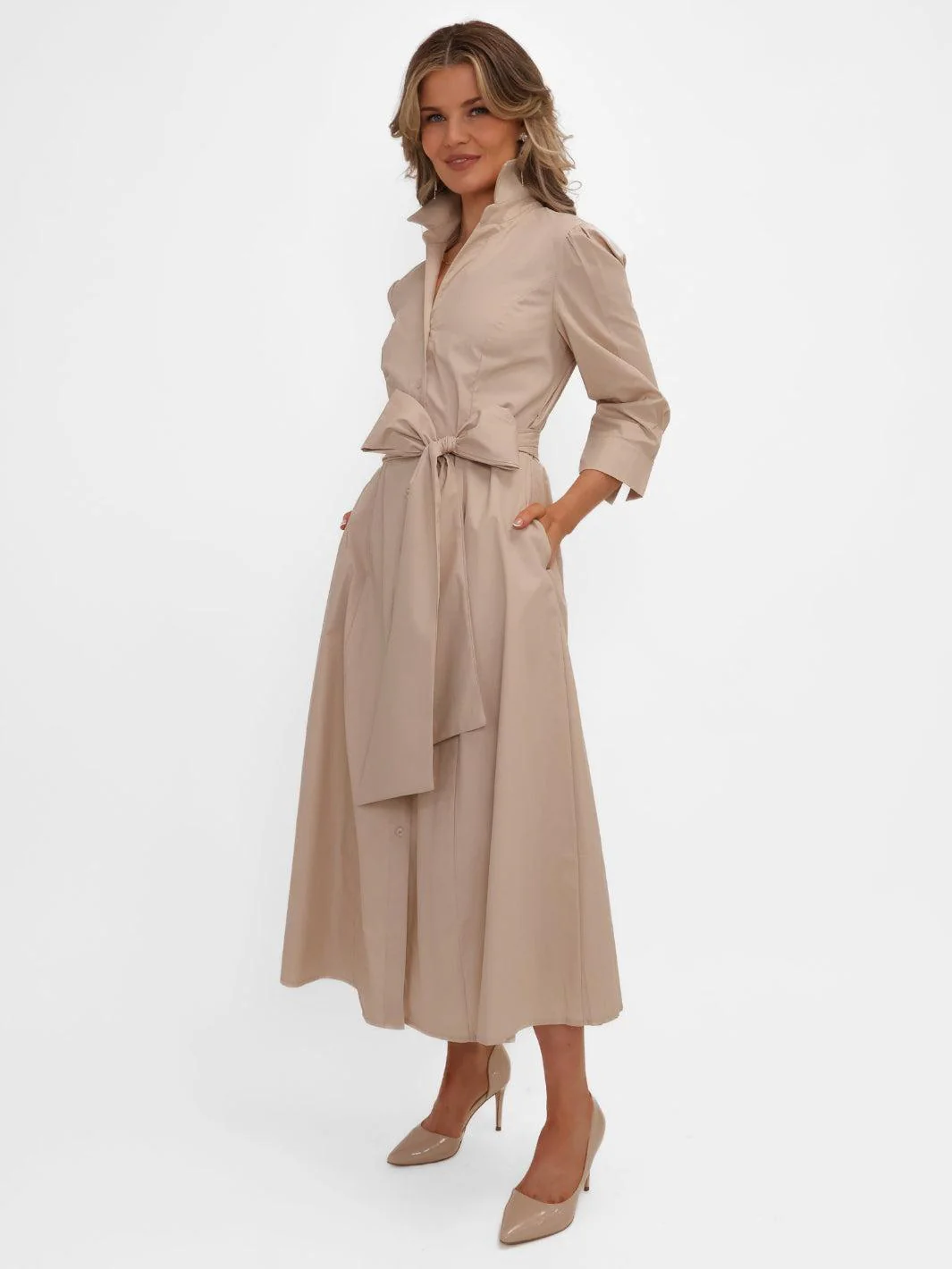 Kate & Pippa Victoria Midi Dress In Beige - Image 8