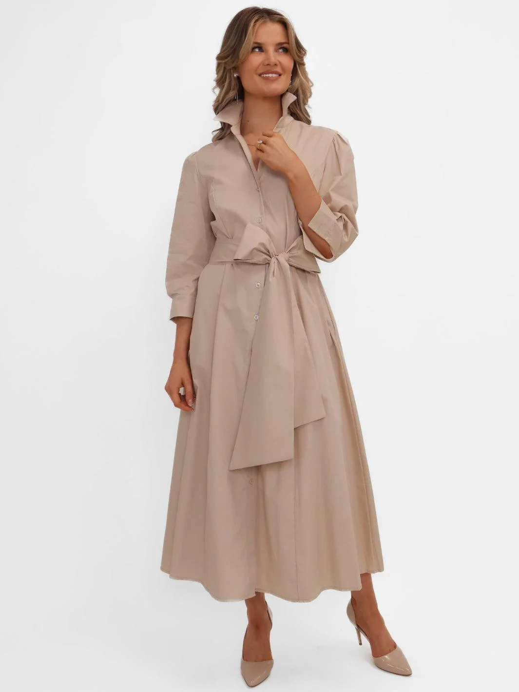 Kate & Pippa Victoria Midi Dress In Beige - Image 9