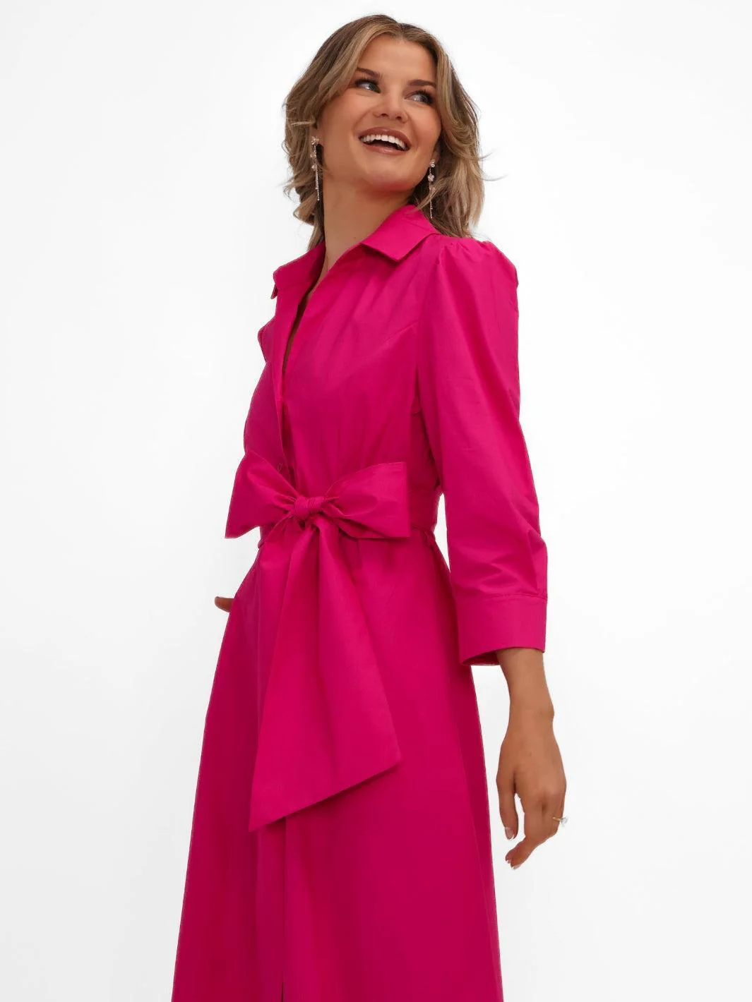Kate & Pippa Victoria Midi Dress In Cerise Pink - Image 4