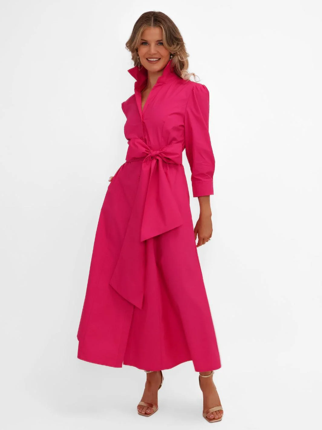 Kate & Pippa Victoria Midi Dress In Cerise Pink - Image 7