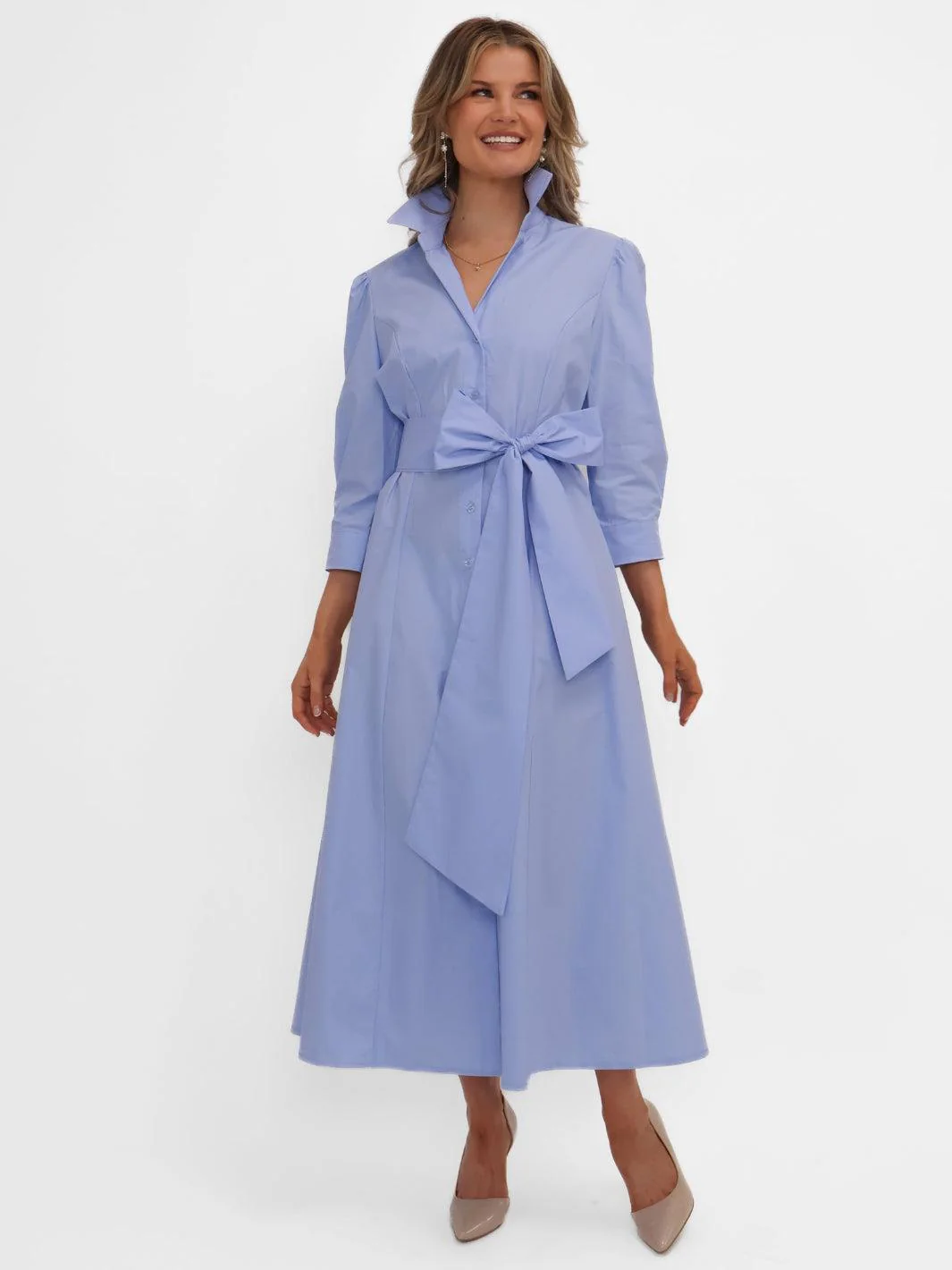 Kate & Pippa Victoria Midi Dress In Light Blue - Image 3