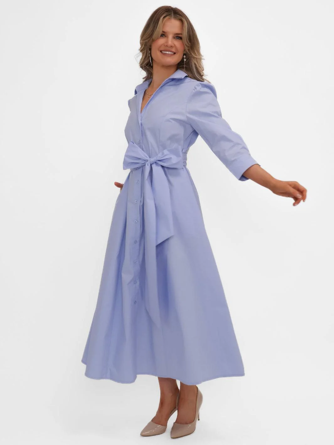 Kate & Pippa Victoria Midi Dress In Light Blue - Image 8