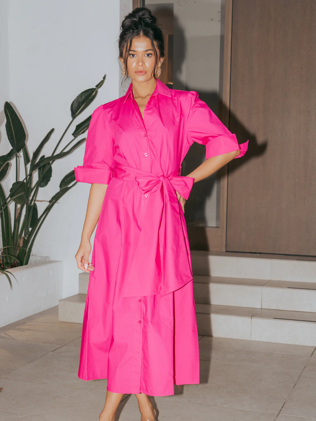 Kate & Pippa Whitney Midi Dress In Cerise Pink