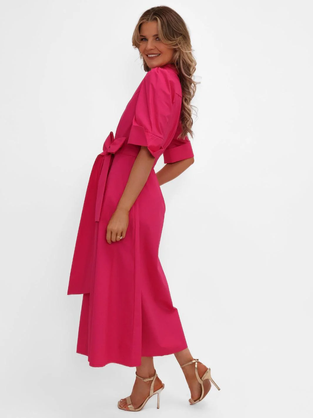 Kate & Pippa Whitney Midi Dress In Cerise Pink - Image 10