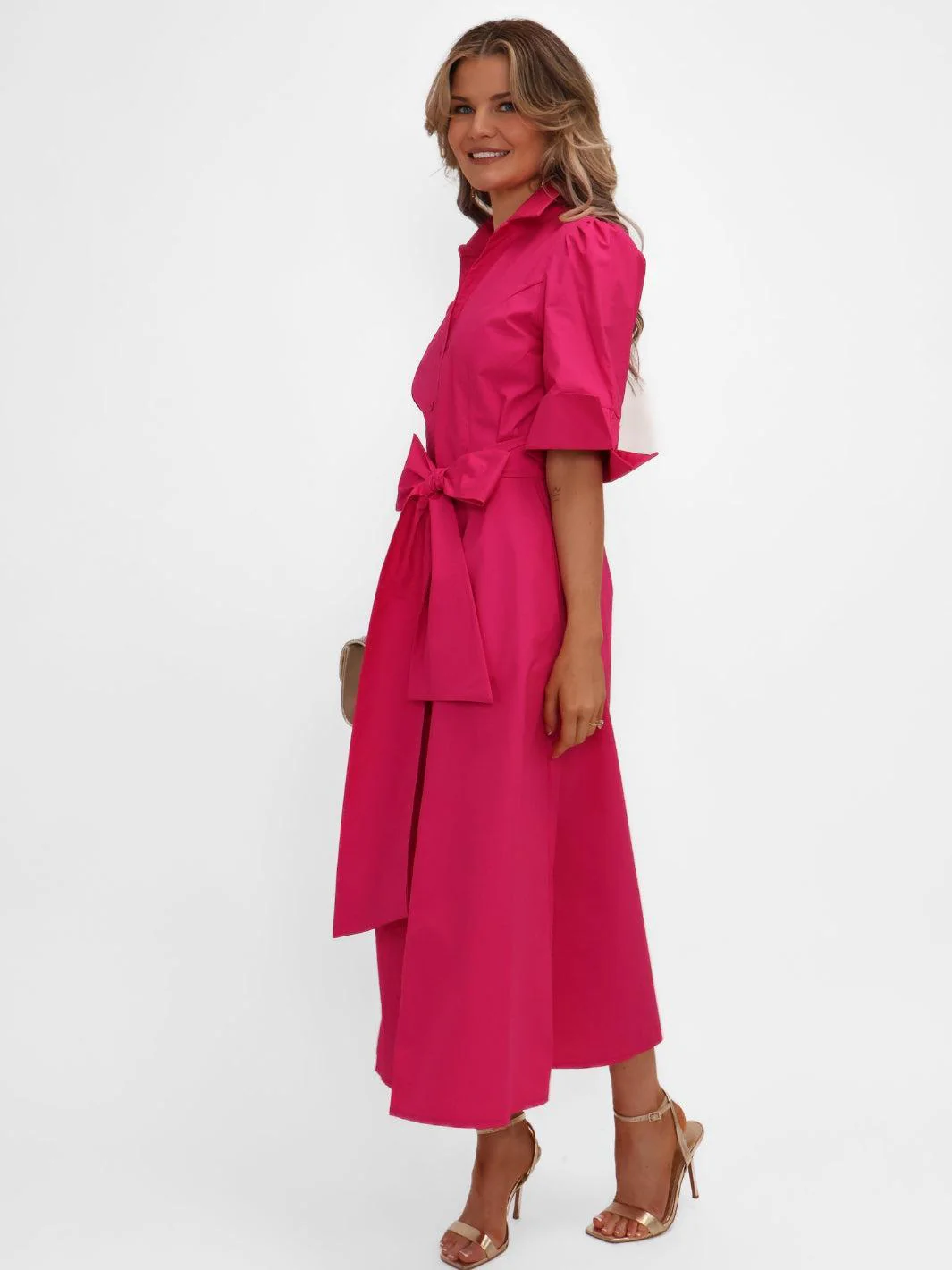 Kate & Pippa Whitney Midi Dress In Cerise Pink - Image 7