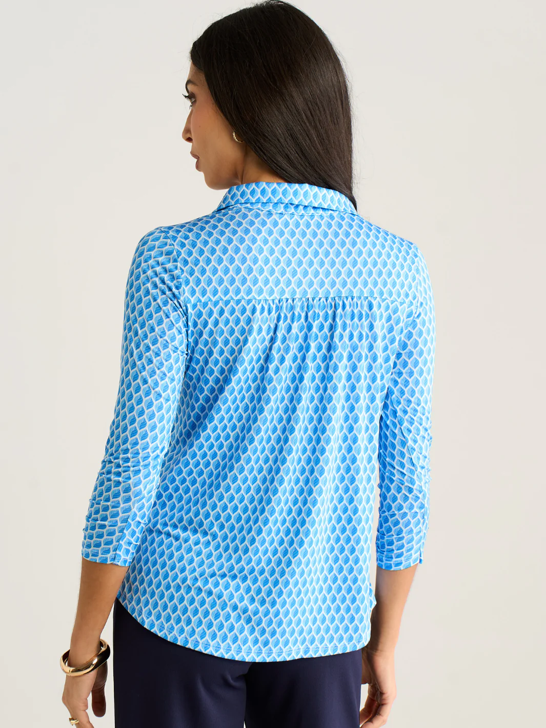 Kate & Pippa Zip Top In Blue Geo Print - Image 5