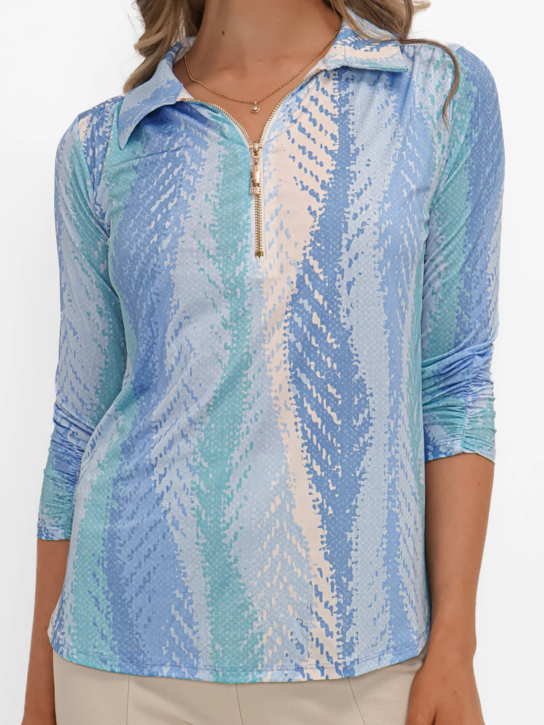 Kate & Pippa Zip Top In Light Blue - Image 3