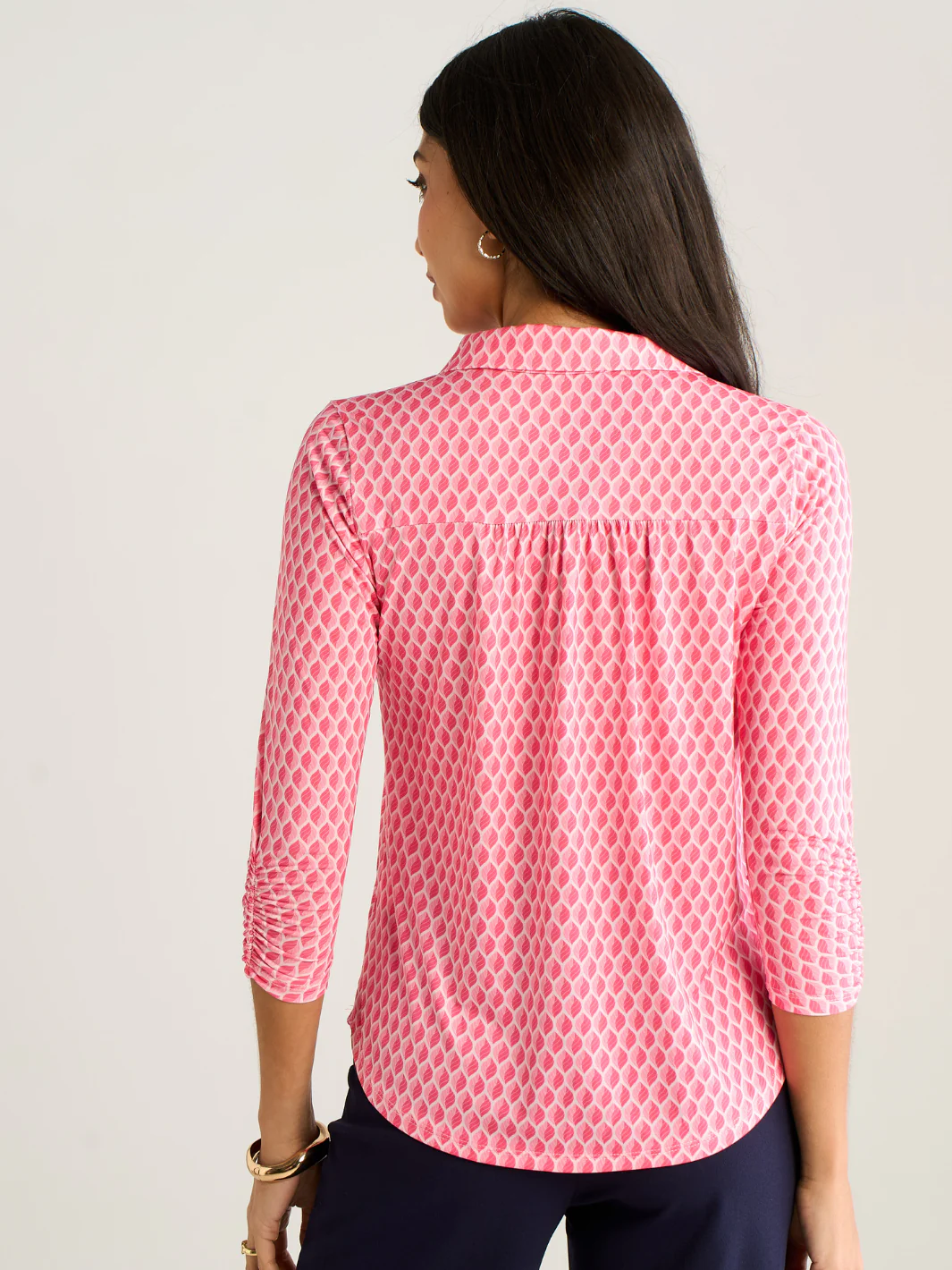 Kate & Pippa Zip Top In Pink Geo Print - Image 5