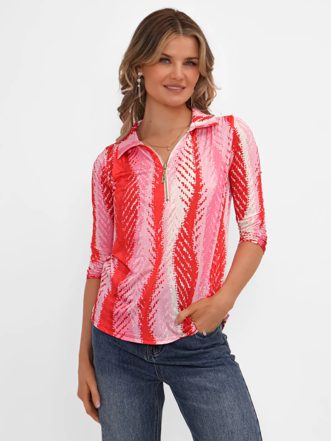 Kate & Pippa Zip Top In Red - Image 2