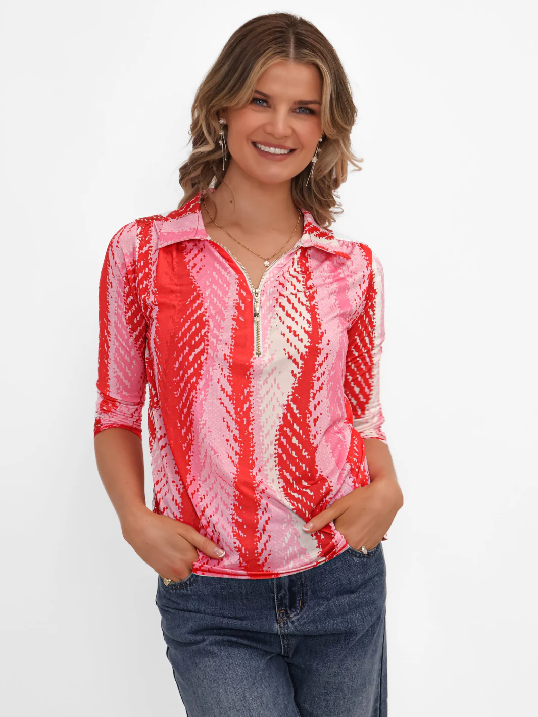 Kate & Pippa Zip Top In Red - Image 3