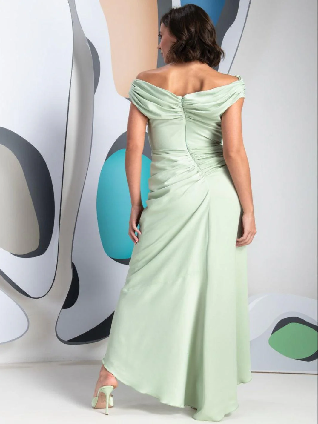 Kevan Jon Eugenia Flare Midi Dress In Mint Green - Image 3