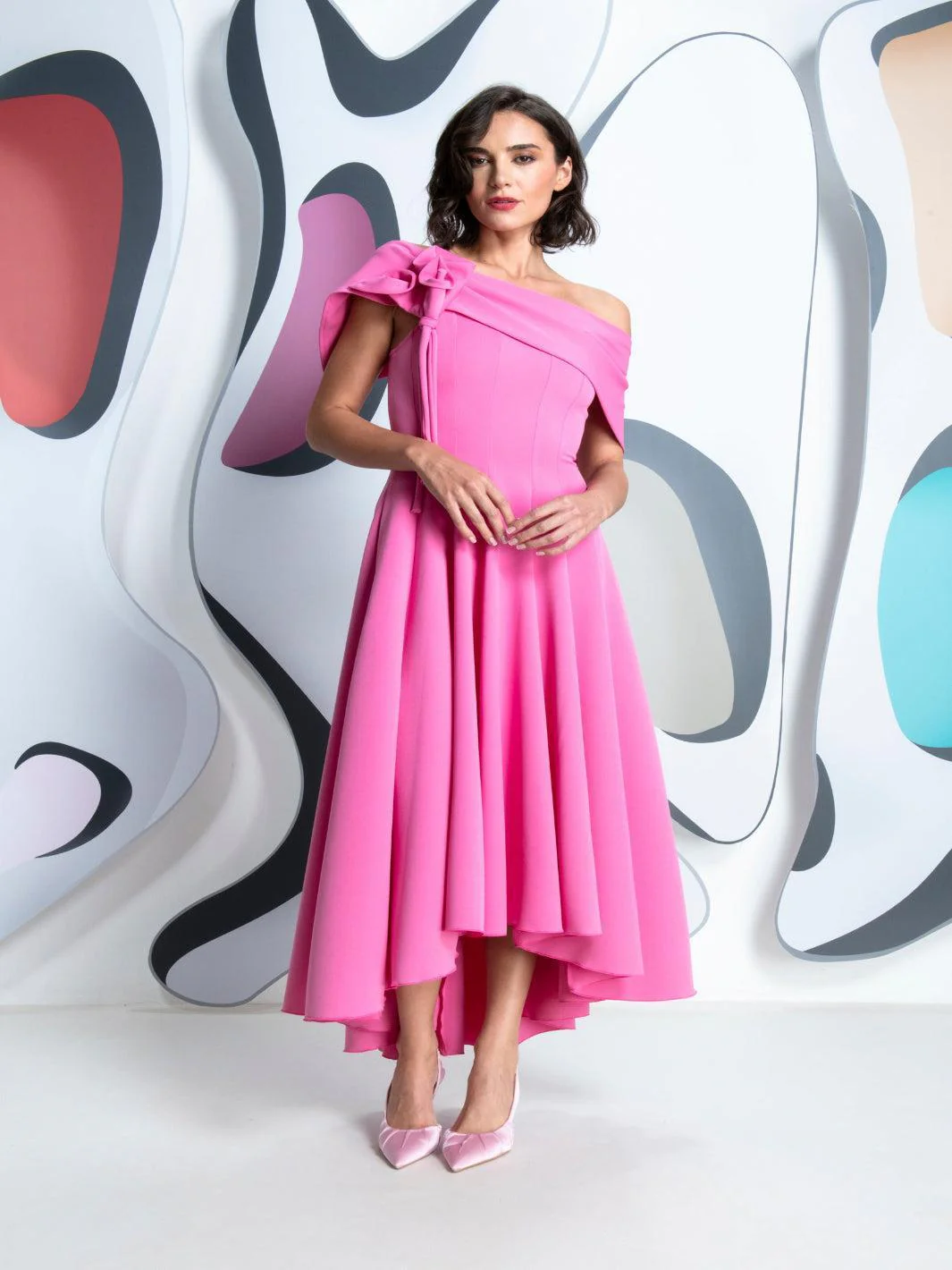 Kevan Jon Kristina Flare Dress In Pink