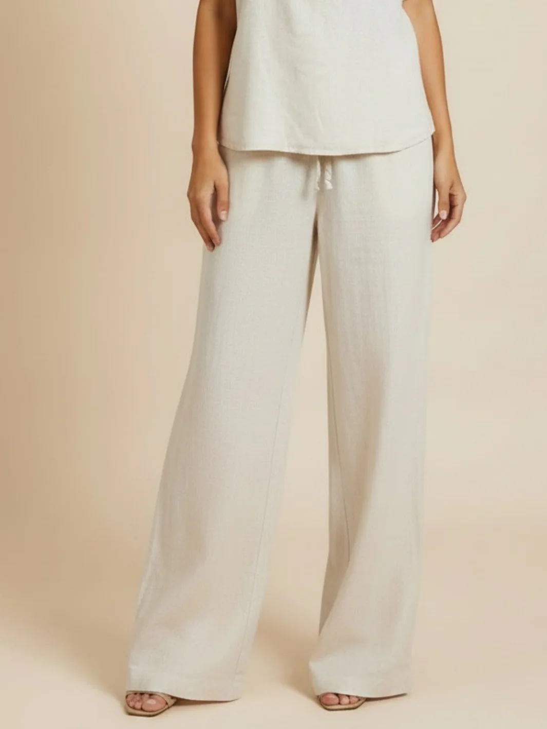 Lil Jen Billie Linen Trousers In Cream - Image 2