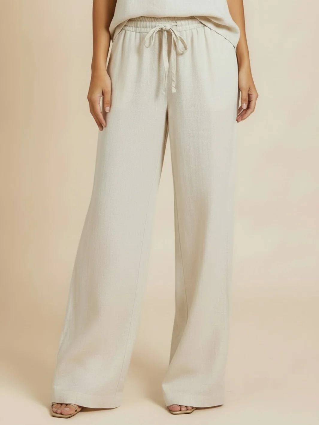 Lil Jen Billie Linen Trousers In Cream - Image 4