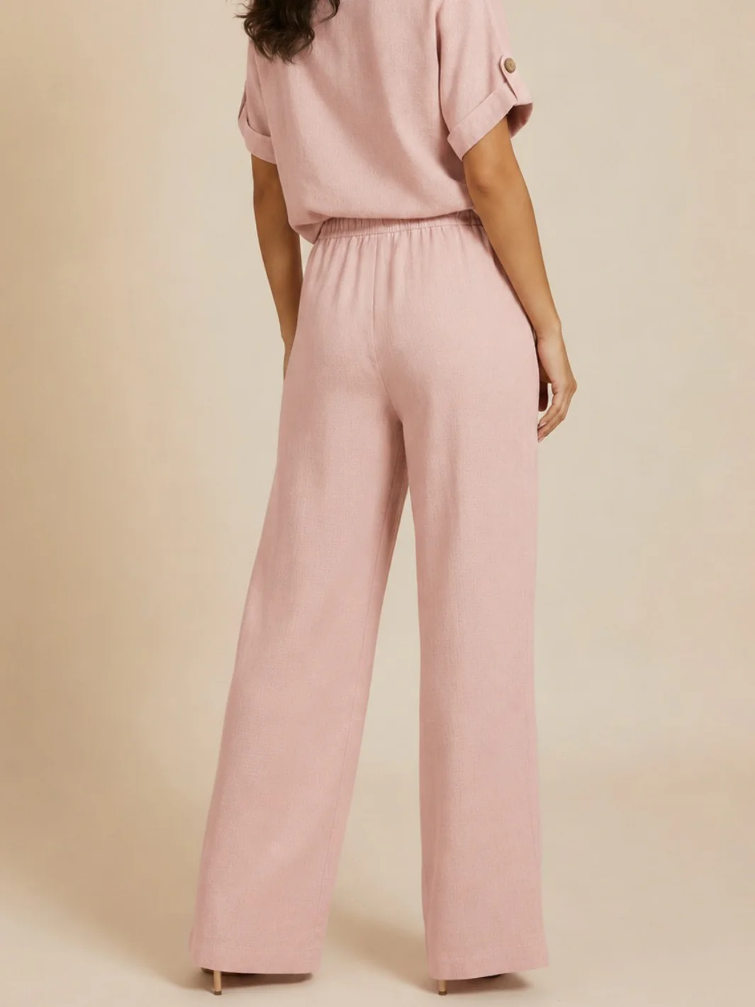 Lil Jen Billie Linen Trousers In Light Pink - Image 3