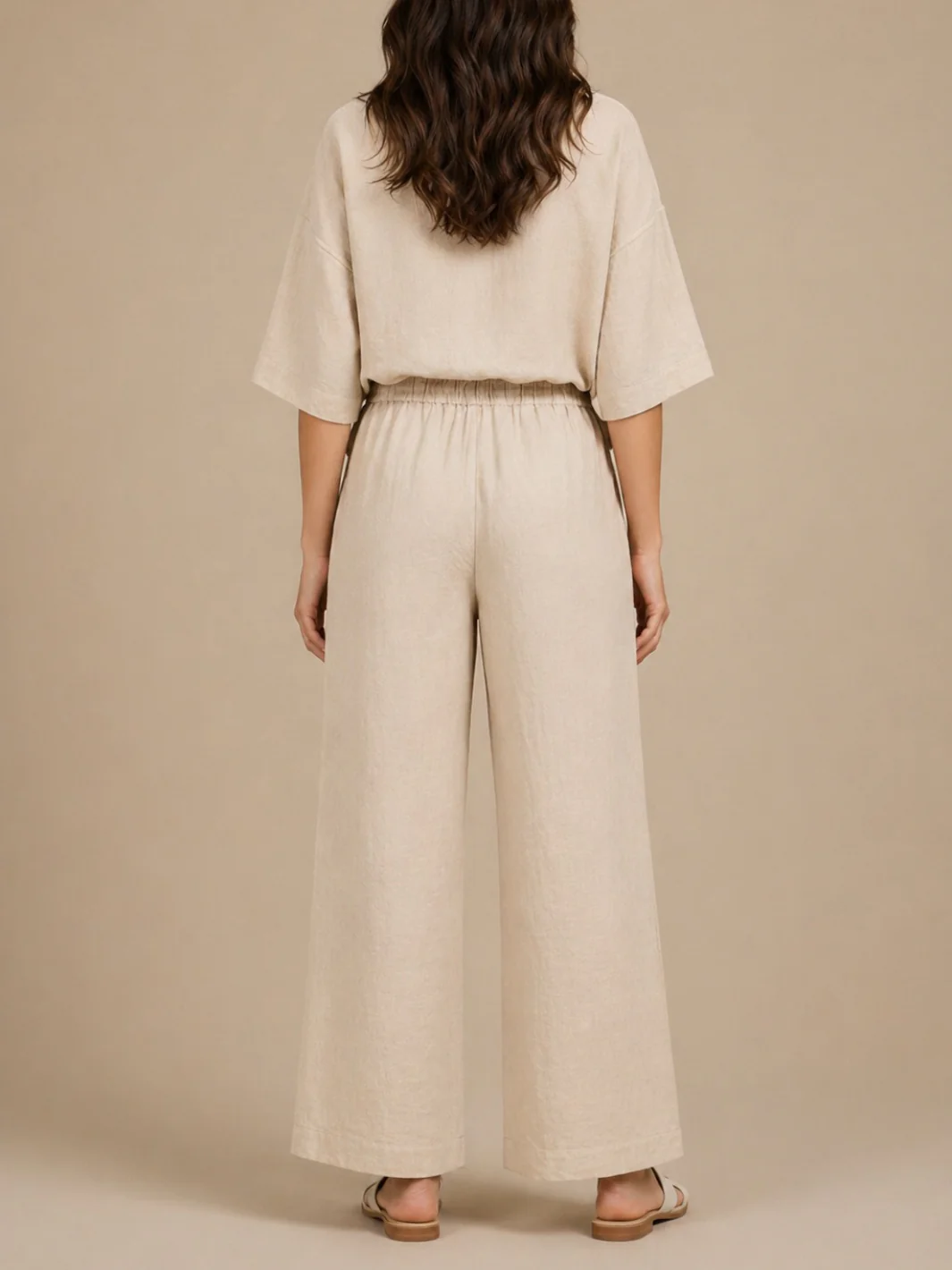 Lil Jen Cody Linen Trousers In Beige - Image 4