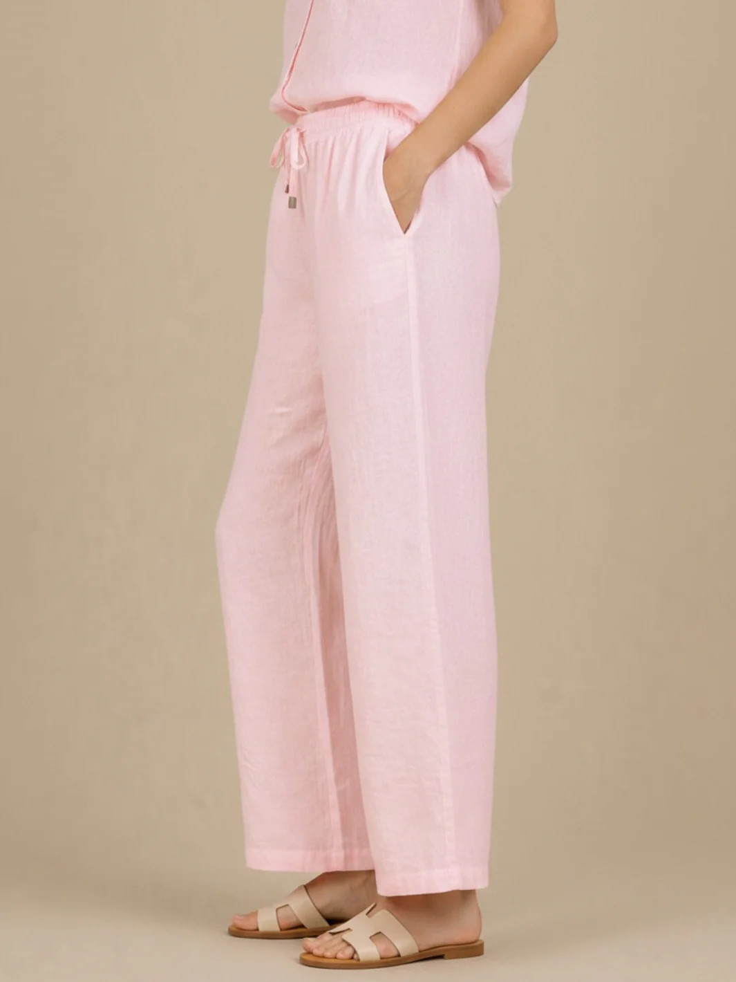 Lil Jen Cody Linen Trousers In Pink