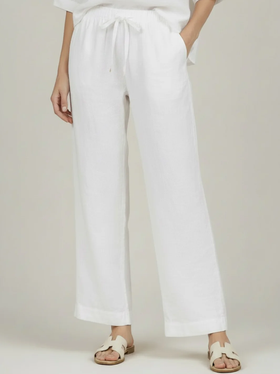 Lil Jen Cody Linen Trousers In White - Image 2