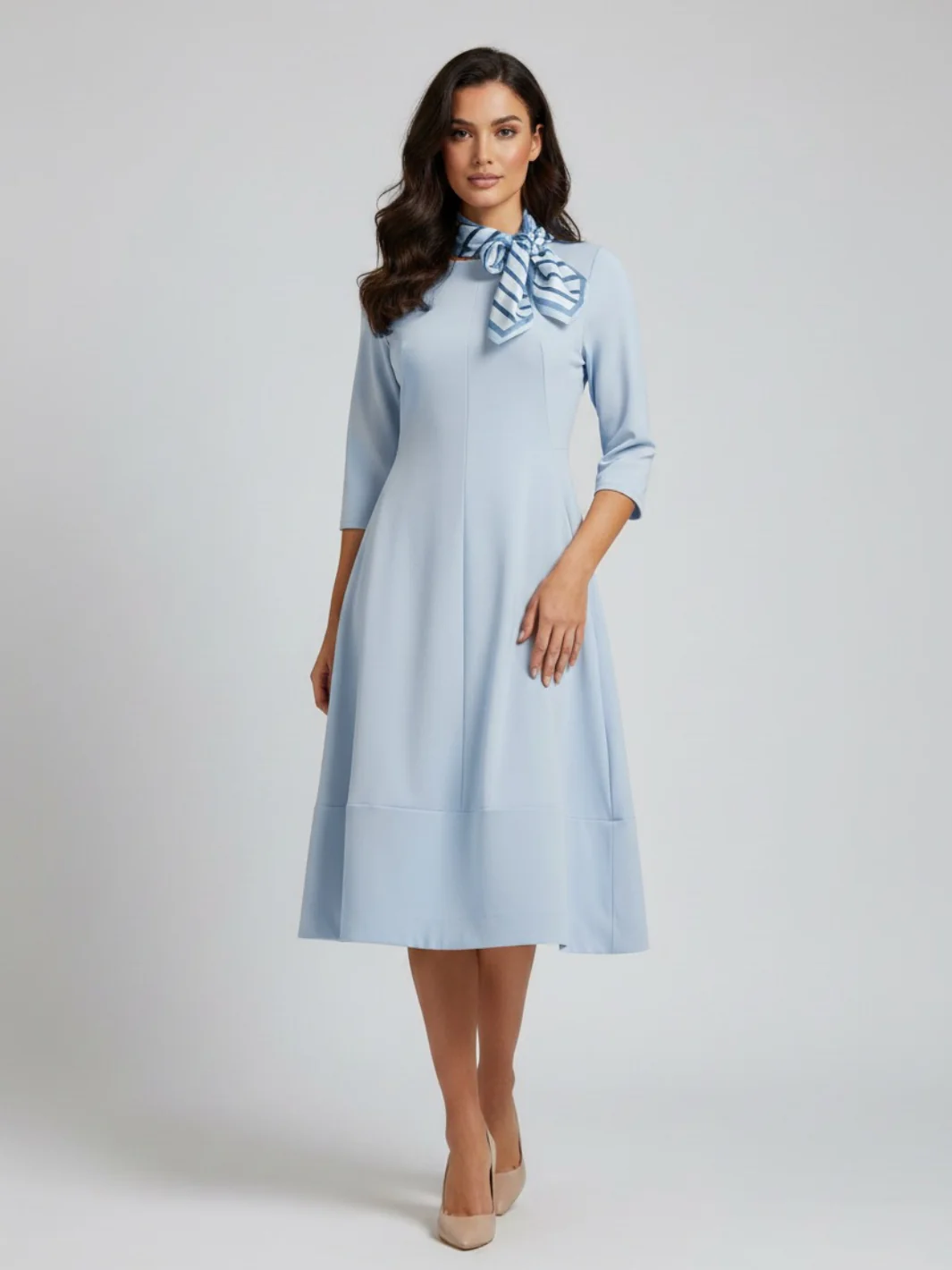 Lil Jen Gia Dress With Neck Scarf In Blue - Image 3