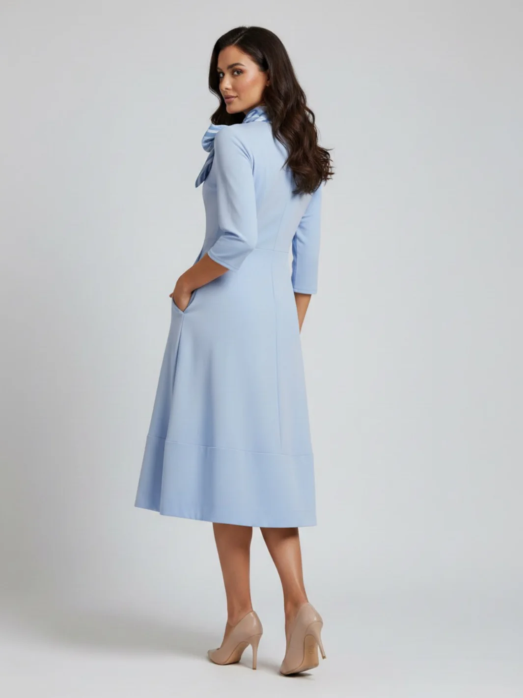 Lil Jen Gia Dress With Neck Scarf In Blue - Image 4