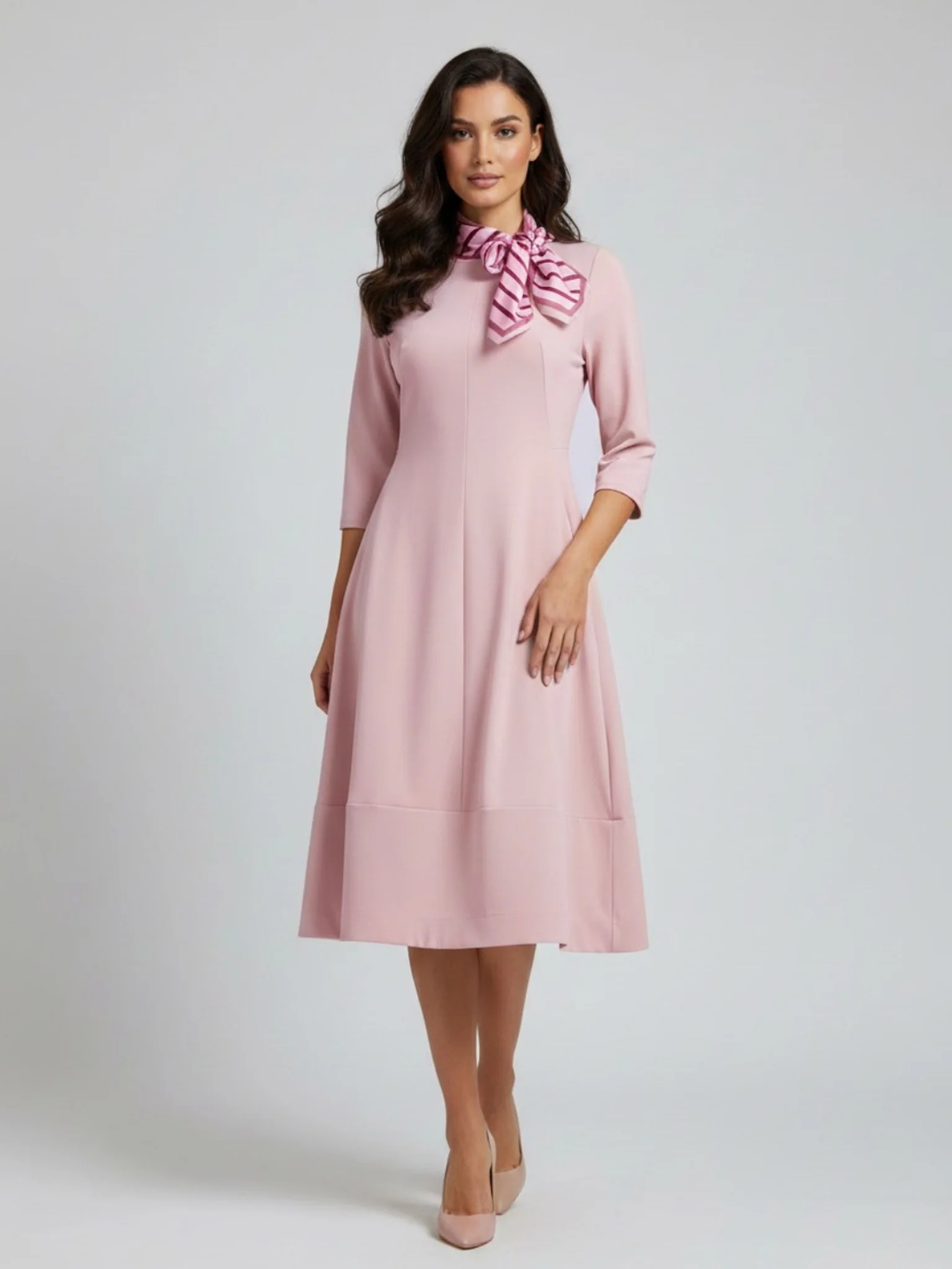 Lil Jen Gia Dress With Neck Scarf In Pink - Image 3