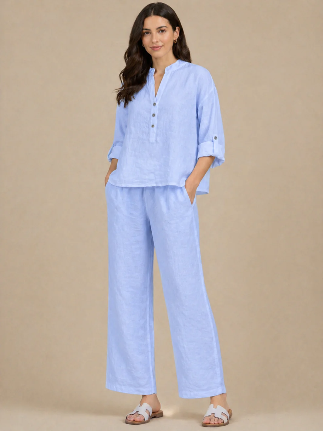 Lil Jen Isabella Linen Top In Blue - Image 2