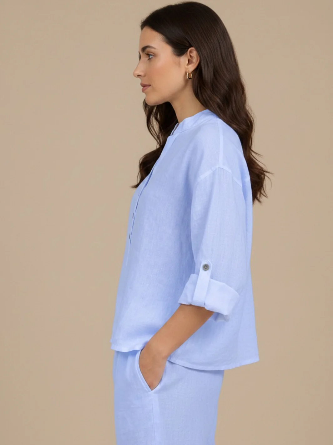 Lil Jen Isabella Linen Top In Blue - Image 3